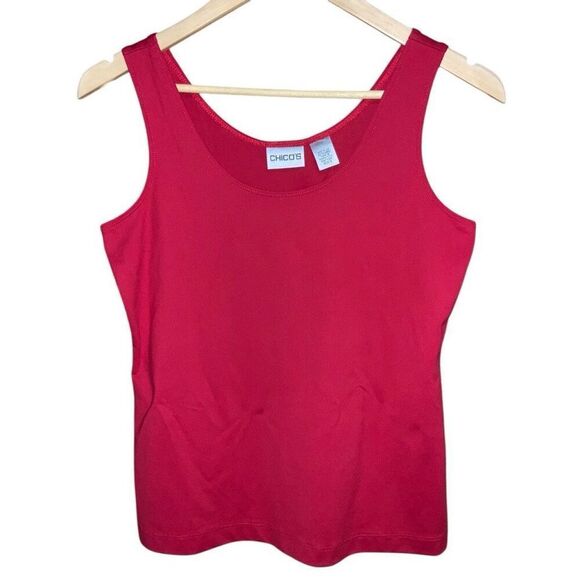 Chico’s Tank Top Red Sleeveless Stretch Scoop Neck Pullover Size S - Picture 1 of 4